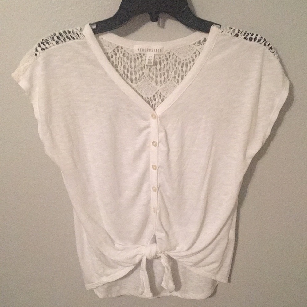 Aeropostale button down tie-front shirt